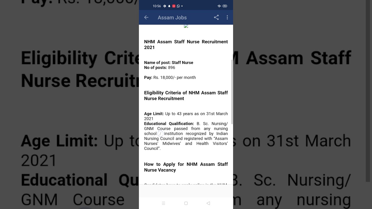 NHM Assam Staff Nurse Recruitment 2021: Apply Online for 896 Vacancy