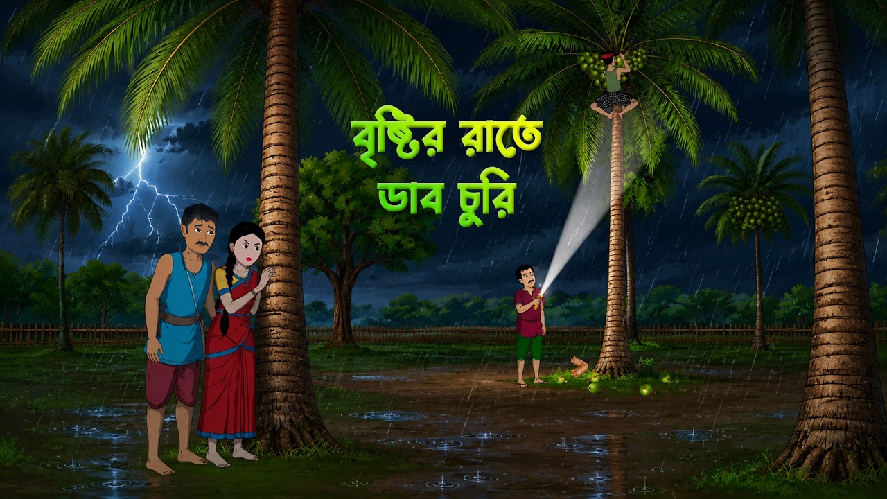 বৃষ্টির রাতে ডাব চুরি | Bengali Animated Story | Bangla Drama | Golpo Konna Storytelling