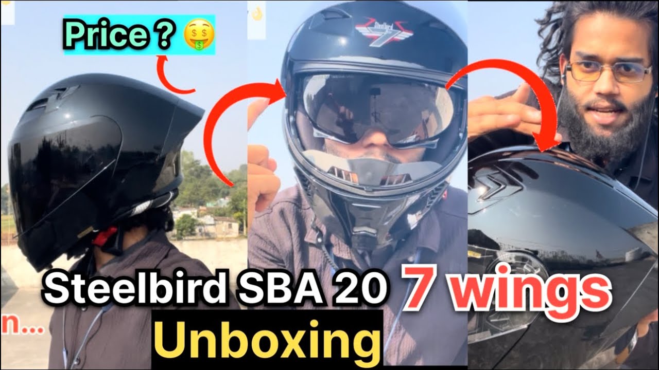 😍Unboxing Steelbird Air 7 Wings SBA-20 Helmet, Best Helmet | All Black 