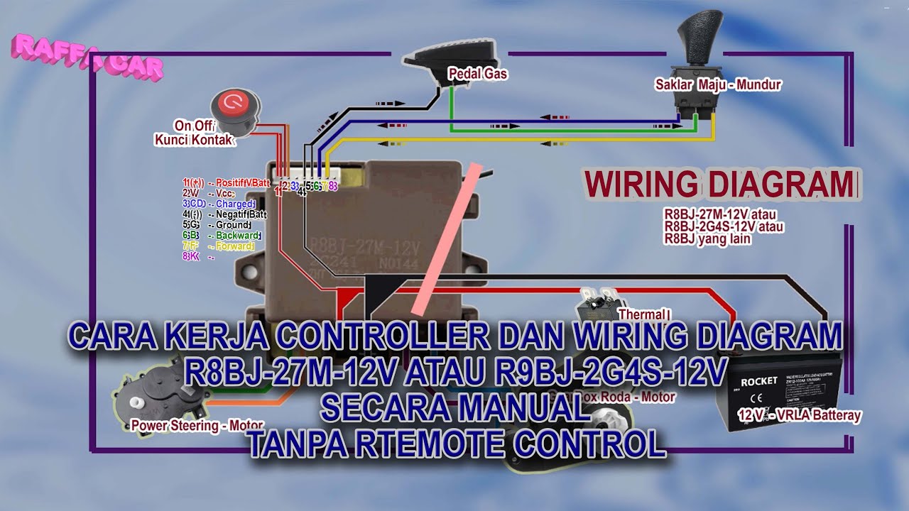 WIRING DIAGRAM R8BJ-27M-12V KONTROLER  R8BJ-2G4S-12V - MANUAL - TANPA REMOTE