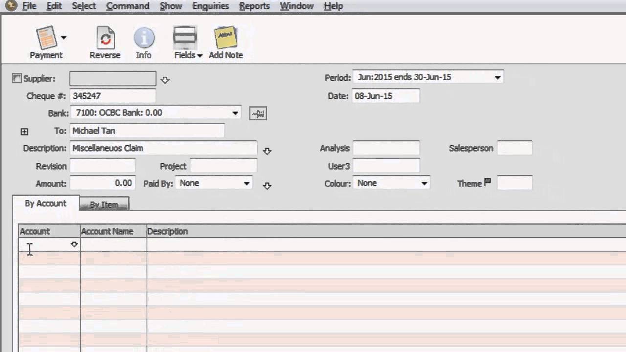 Moneyworks - How to Create a Payment Voucher