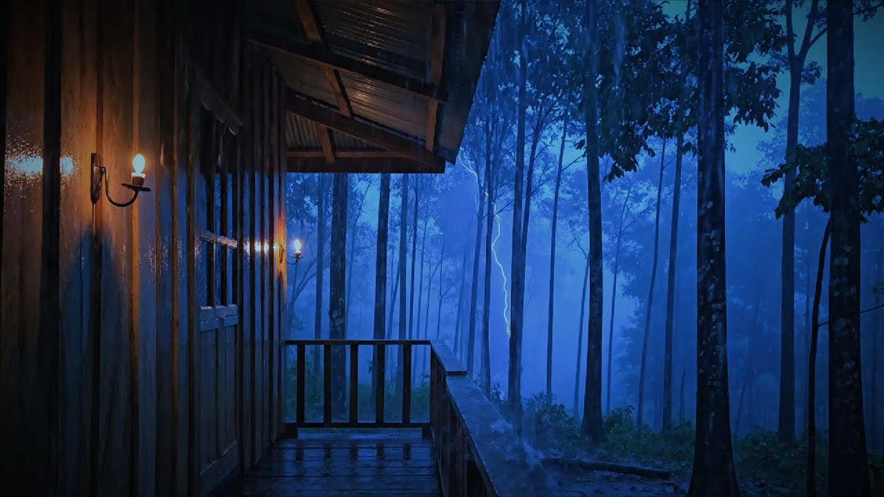 Heavy Rain & Thunder at a Cozy Forest Cabin 🌧️⚡ | Deep Sleep Sounds All Night