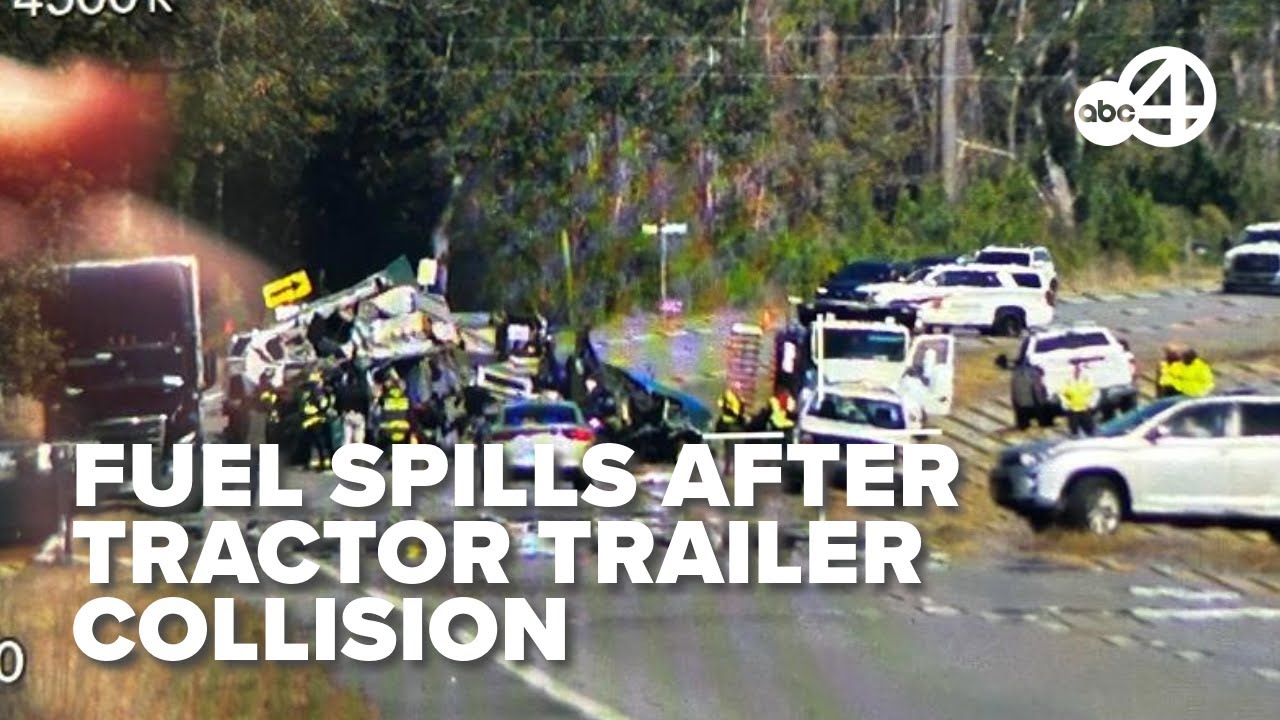 Tractor trailer collision on Highway 17 in Awendaw causes fuel spill