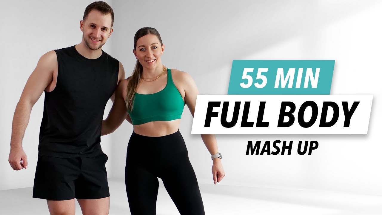 55 Min FULL BODY Dumbbell HIIT Workout at Home [Strength & Cardio]