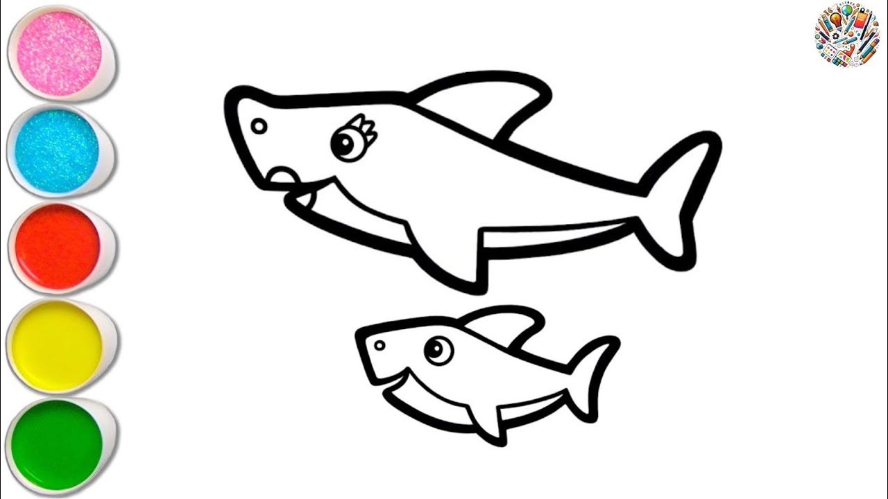 Today I'm drawing Baby Shark And Mommy | Sea Animals Drawing Tutorial