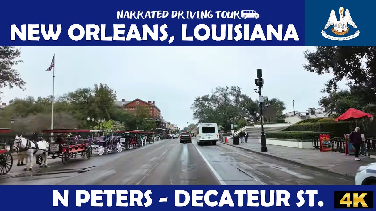 🏙️ Новый Орлеан – пересечение улиц N Peters Street и Decatur Street, Луизиана 🏙️ | 4K Drive