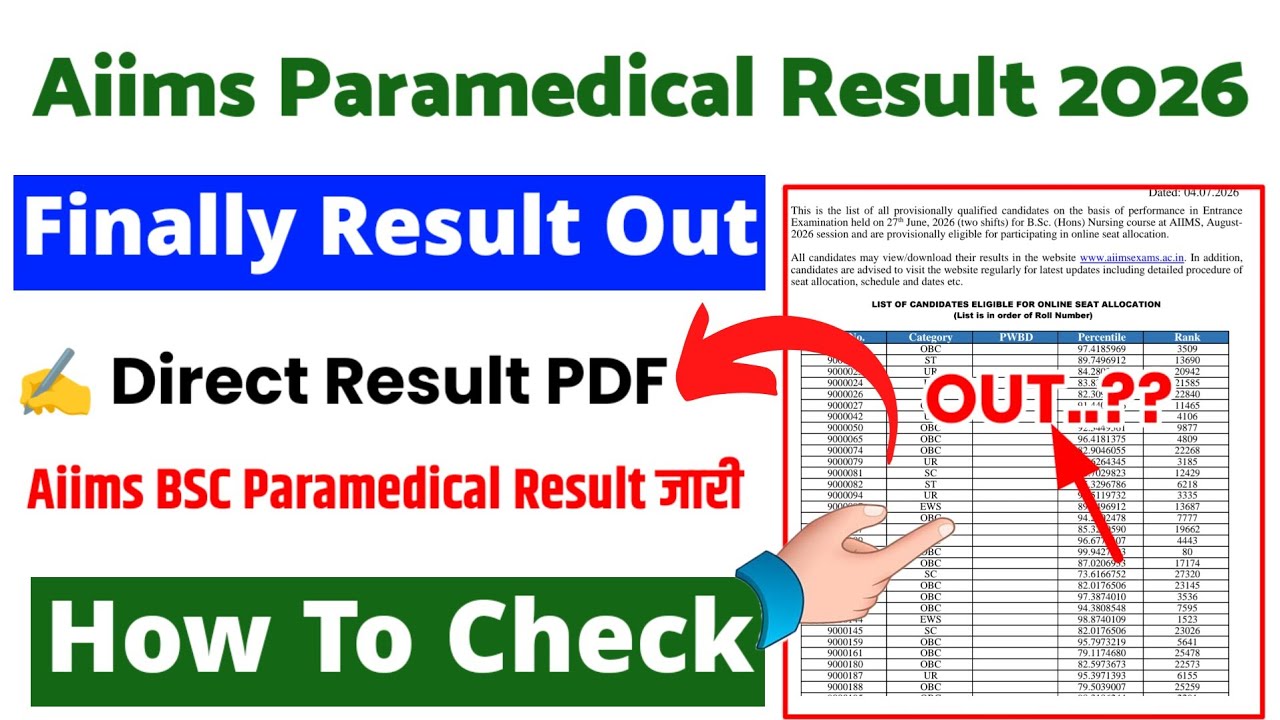 Aiims Paramedical Result 🔴 Aiims Paramedical Result 2026 Kaise Dekhe ? Aiims Bsc Paramedical Result 