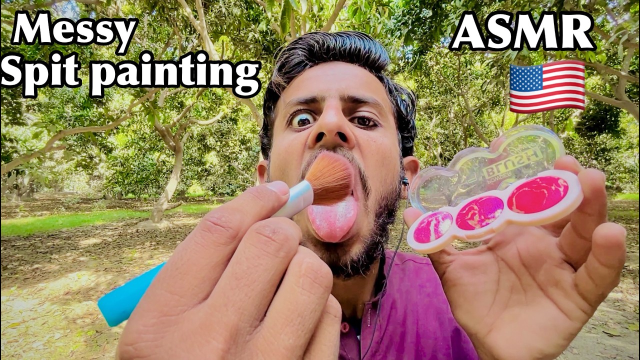 ASMR - Messy spit painting your makeup 💄 (Mouth sounds & hand movements)
