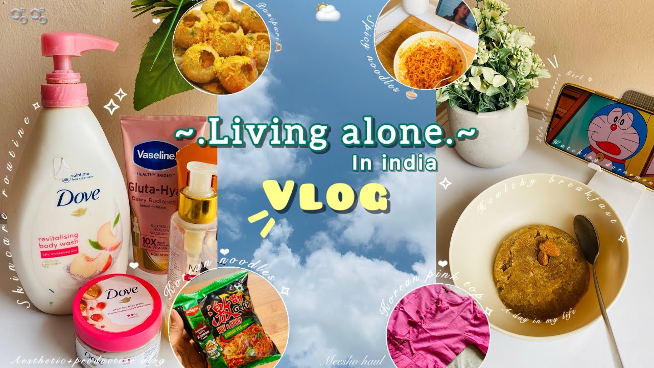 Day in my life🎀| aesthetic vlog indian |introvert girl vlog | living alone in india |cooking n more