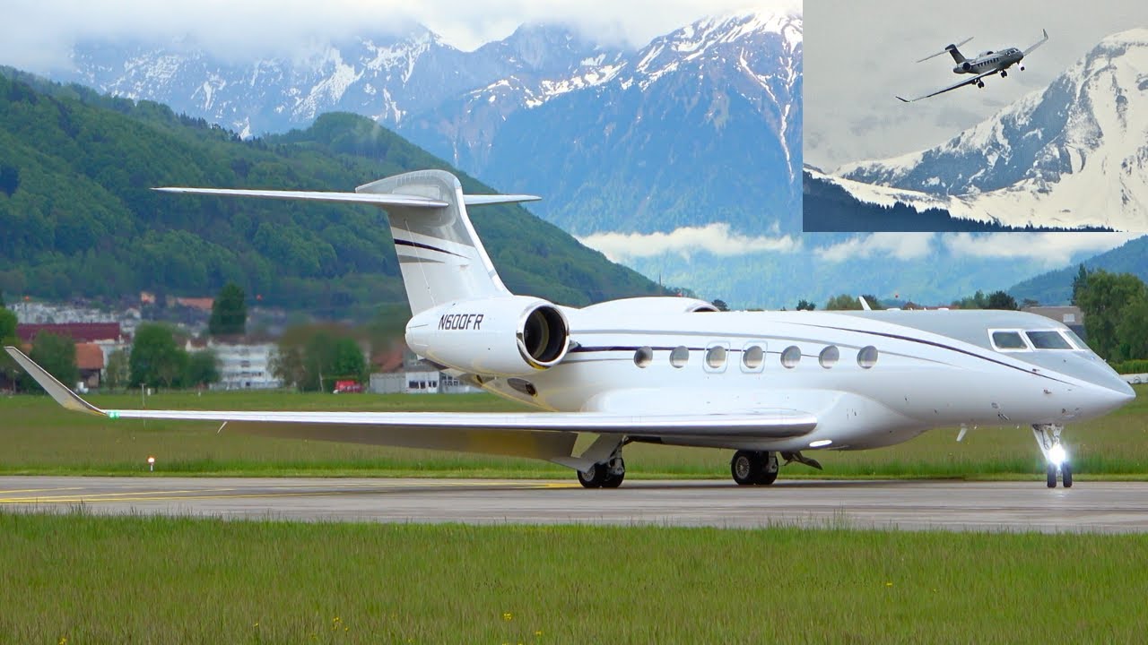 Gulfstream G600 N600FR Landing in Bern with breathtaking Swiss Alps Backdrop!