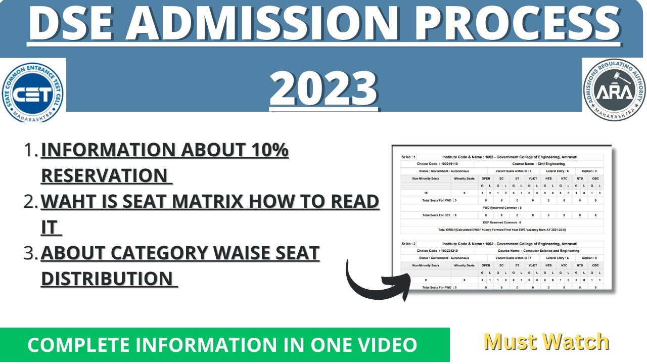 Direct 2nd Year Engineering Admission 2023-24 | What is Seat matrix About 10% Reservation 💥