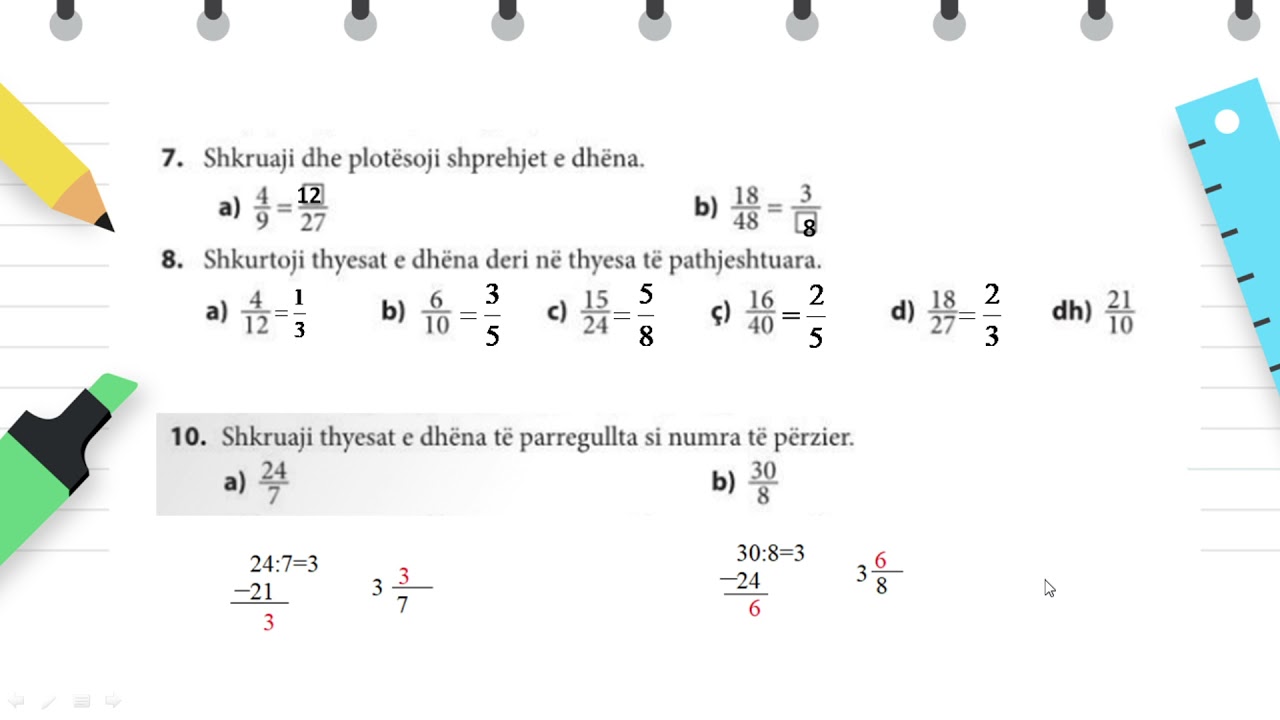 Klasa 7 - Matematikë - Detyra për përsëritje