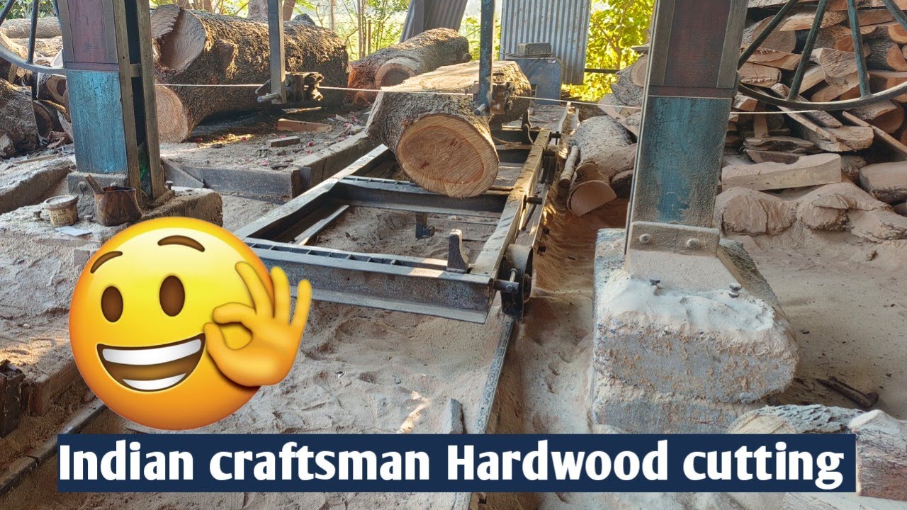 woodworking skills craftsman Hardwood cutting Neem wood in Gujarat / sawmill