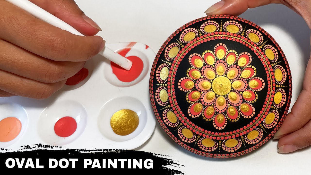 Mandala Art Oval Dot Painting Rocks Tutorial | How to Paint Mandalas for Beginners #mandalaart #art