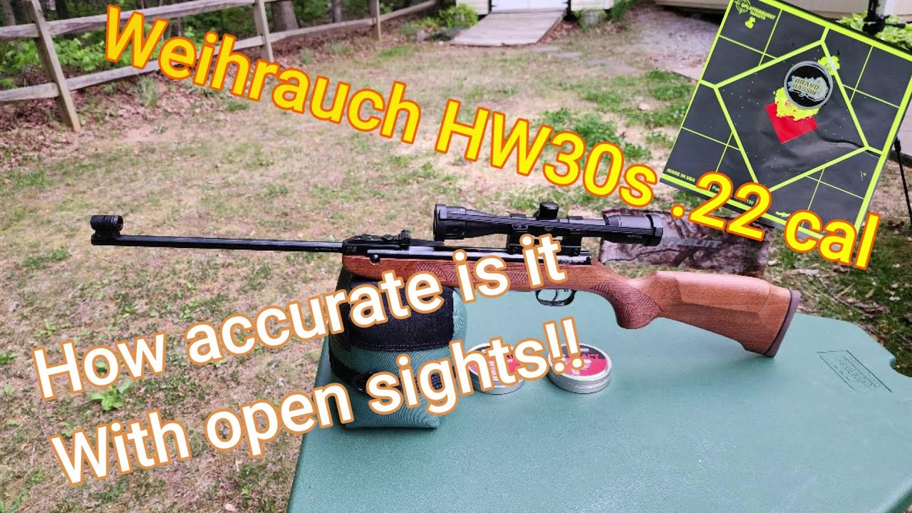 Weihrauch HW30s  22 cal how accurate is it with open sights!! #weihrauch #weihrauchhw30s