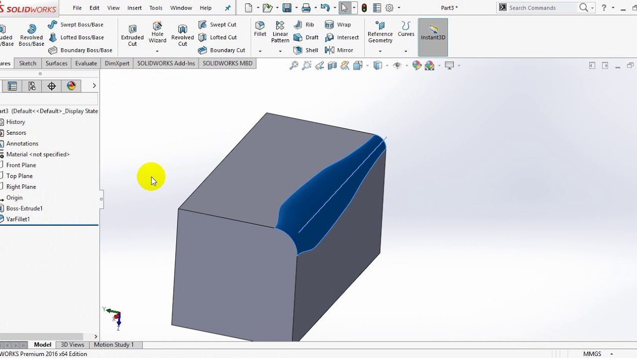 Bài 20  Nhóm lệnh hiệu chỉnh mô hình Fillet, Chamfer trong Solidworks