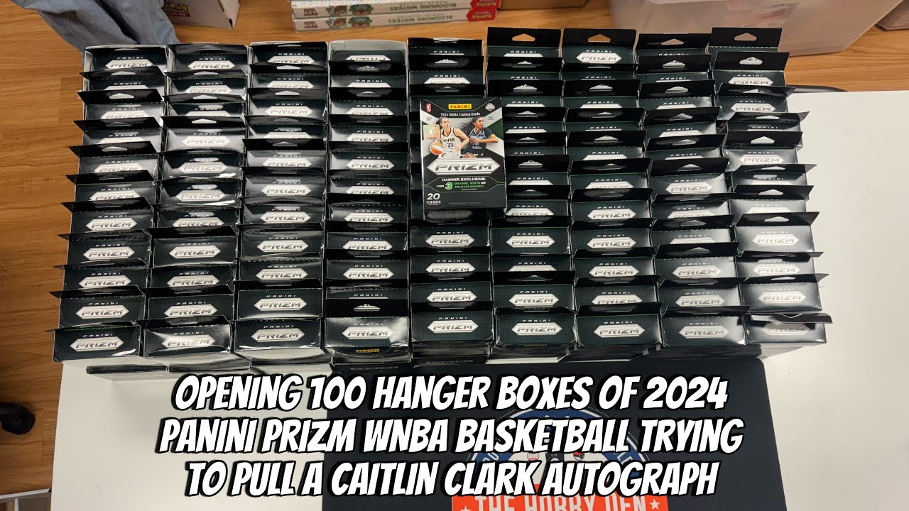Opening 100 Hanger Boxes of 2024 Panini Prizm WNBA Basketball trying to pull Caitlin Clark Autograph