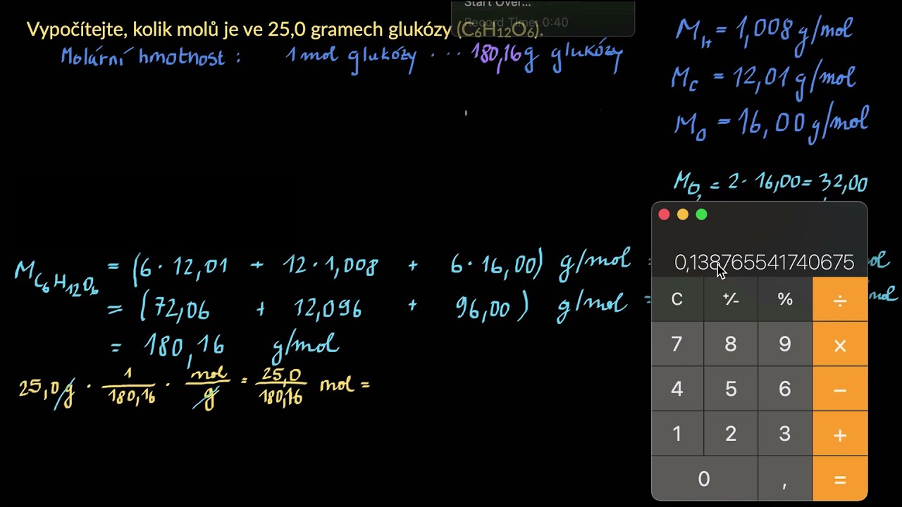 Molární hmotnost a látkové množství (počet molů) | Chemie | Khan Academy
