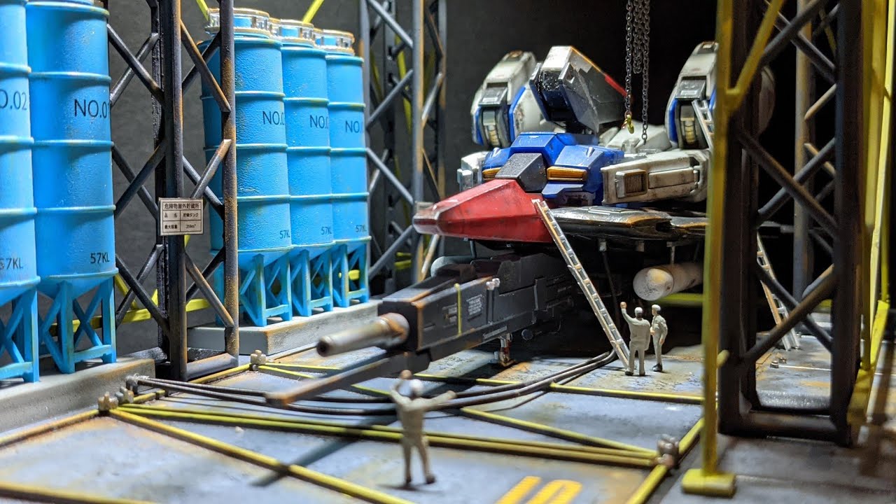 あえてZガンダムの変形ウェイブライダーでジオラマを作る動画　gunpla gundam diorama　【ガンプラ兄妹】