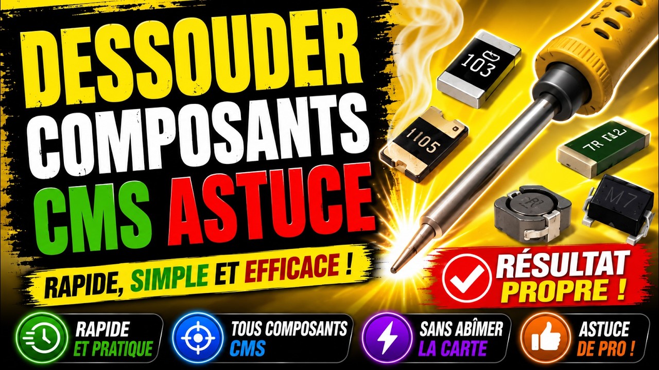 Astuce simple pour dessouder résistance condensateur diode cms électronique avec un fer a souder