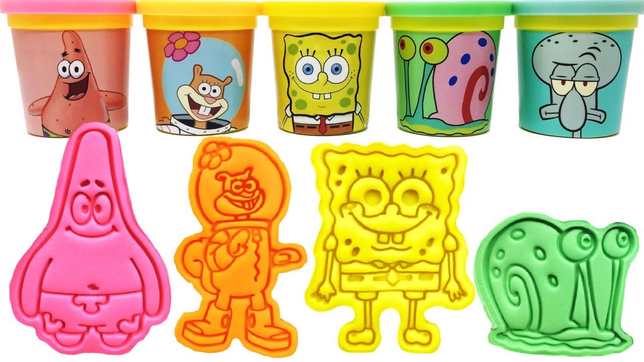 Губка Боб Квадратные Штаны Учим цвета на английском Игрушка Пластилин SpongeBob Toys