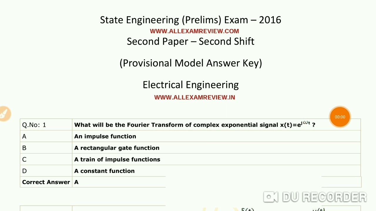 MPPSC AE ELECTRICAL ENGINEERING 2016 2nd paper Answer Key/previous Year Question papers