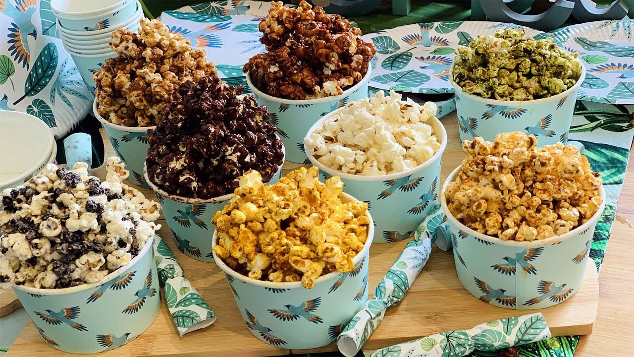 Recette de popcorn 🍿maison avec 7 saveurs sucrées et salées