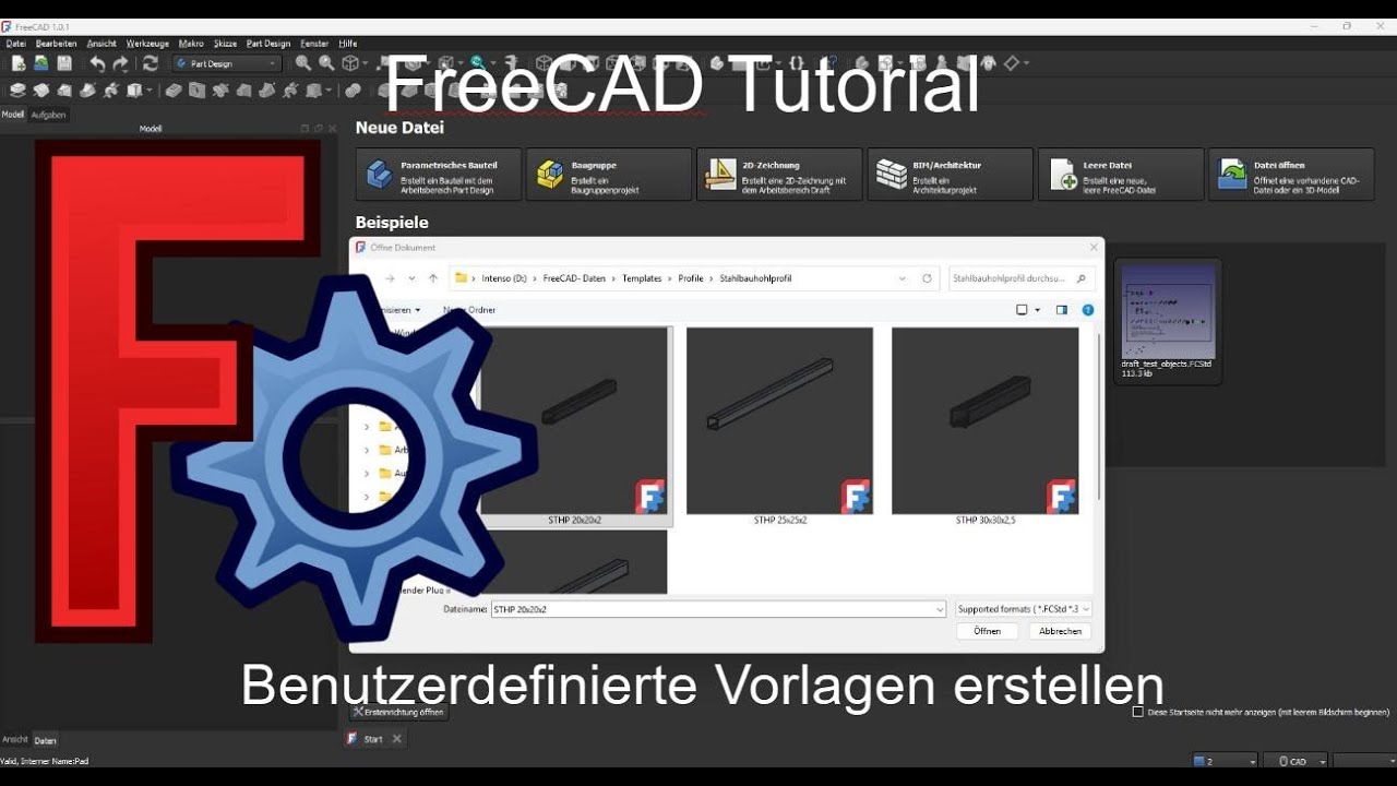 FreeCAD Tutorial Deutsch - 22 - Benutzedefinierte Templates