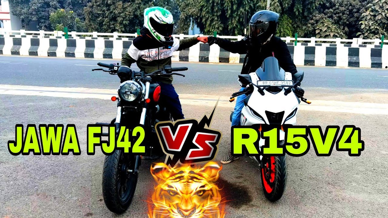 JAWA FJ42  VS R15V4 DRAG RACE BATTLE #jawabikes