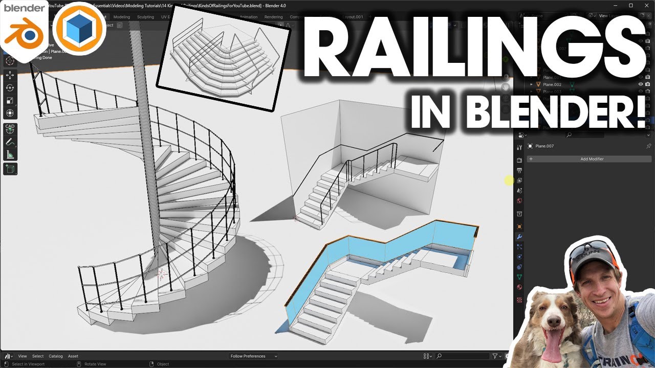 How to Model 8 KINDS OF STAIR RAILINGS In Blender! (Beginner Friendly)