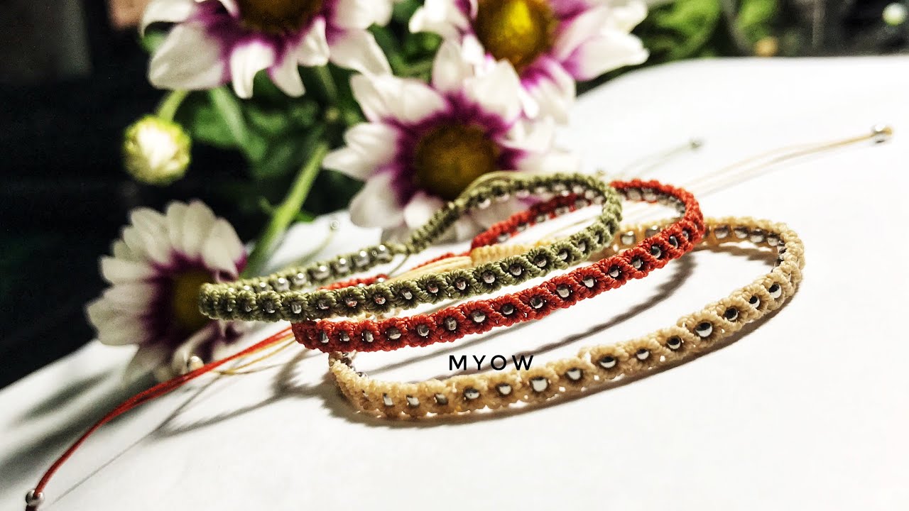 SIMPLE MACRAME BRACELET WITH BEADS FOR BEGINNERS | MYOW 334