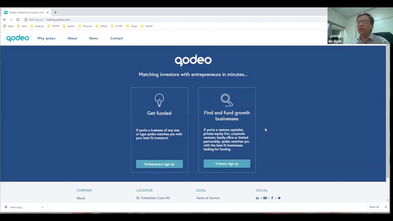 qodeo demo of investment matching platform