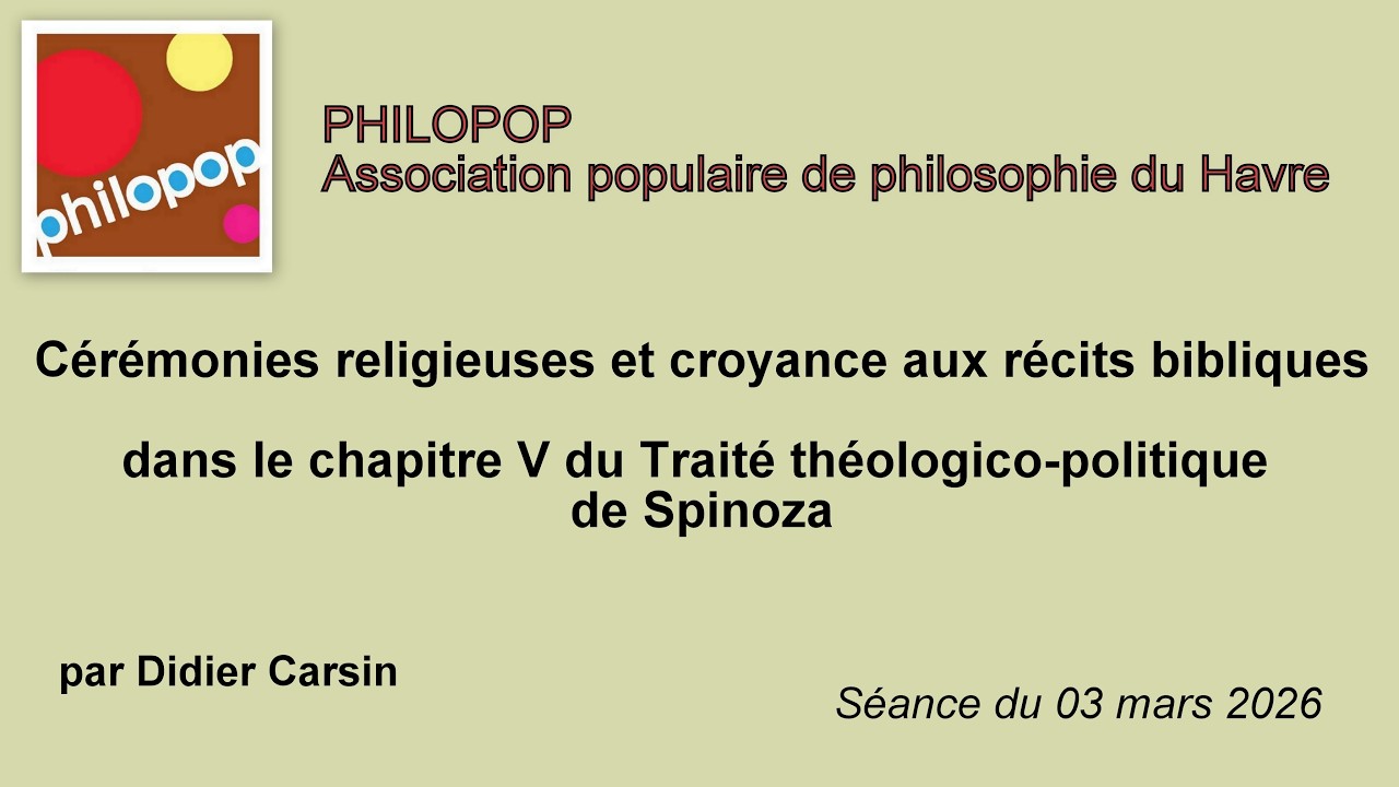 Cérémonies religieuses et croyance aux récits bibliques ch V Traité théologico-politique de Spinoza