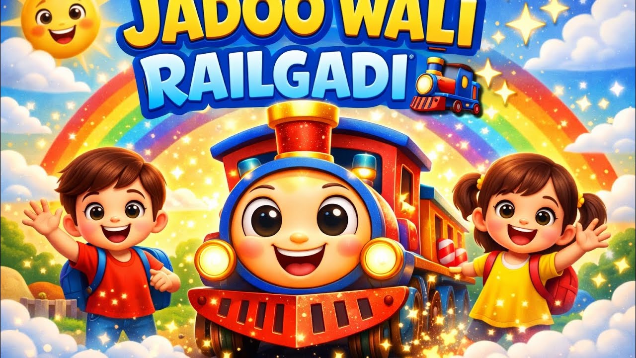 🌈 Jadoo Wali Railgadi Aayi | Hindi Cartoon Poem For Kids | Magical Train Story #cartoon #trending 