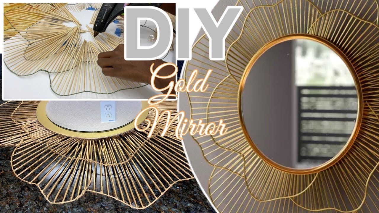 NEW GOLD WALL Mirror Using Skewers *PINTEREST Requested DIY Gold MIRROR Video*