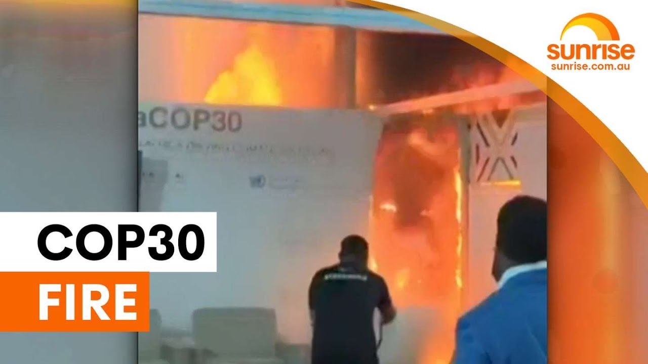 Fire erupts at COP30 climate summit in Brazil | Sunrise