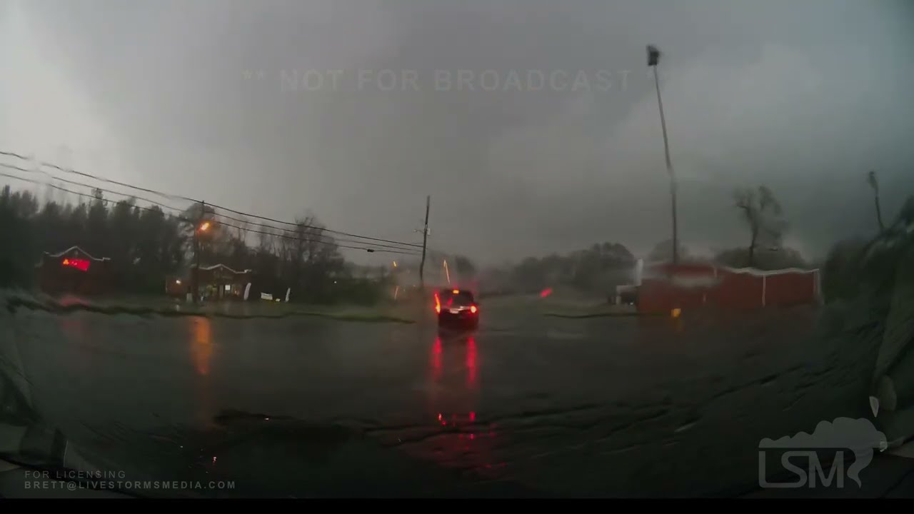 3-25-2021 Centreville, AL - Close range intercept of large wedge tornado - debris flying -trees down