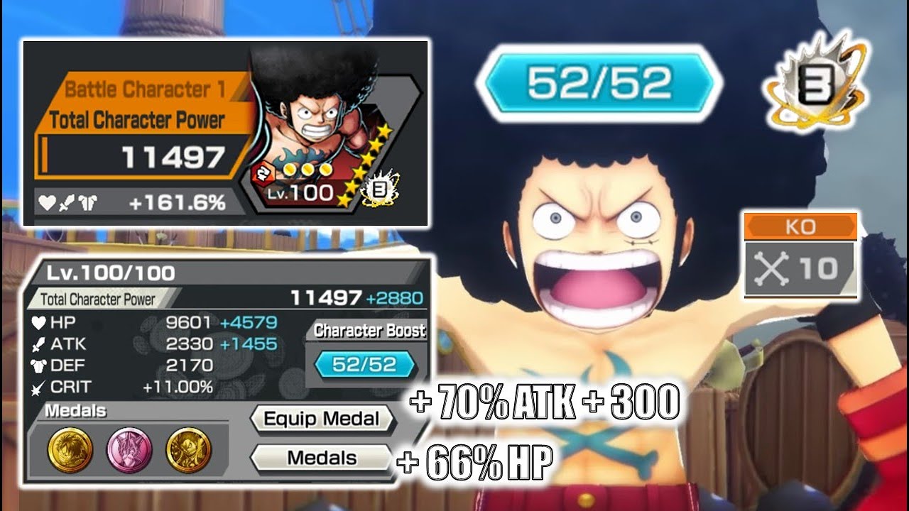 Boost 3 (52/52) Afro Luffy Davy Back Fight Gameplay (VS Garp Kuzan Sabo) One Piece Bounty Rush OPBR