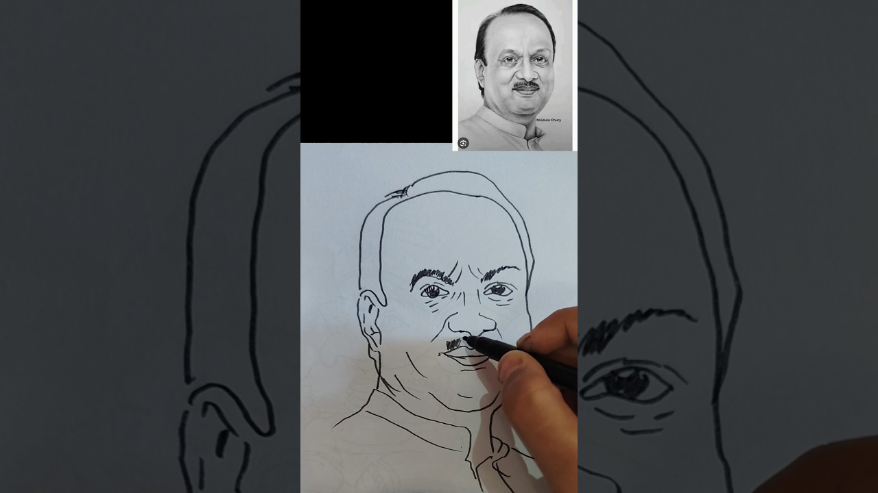 Ajit dada pawar drawing 😔🙏🏻💐#sketch#art#drawing#shorts