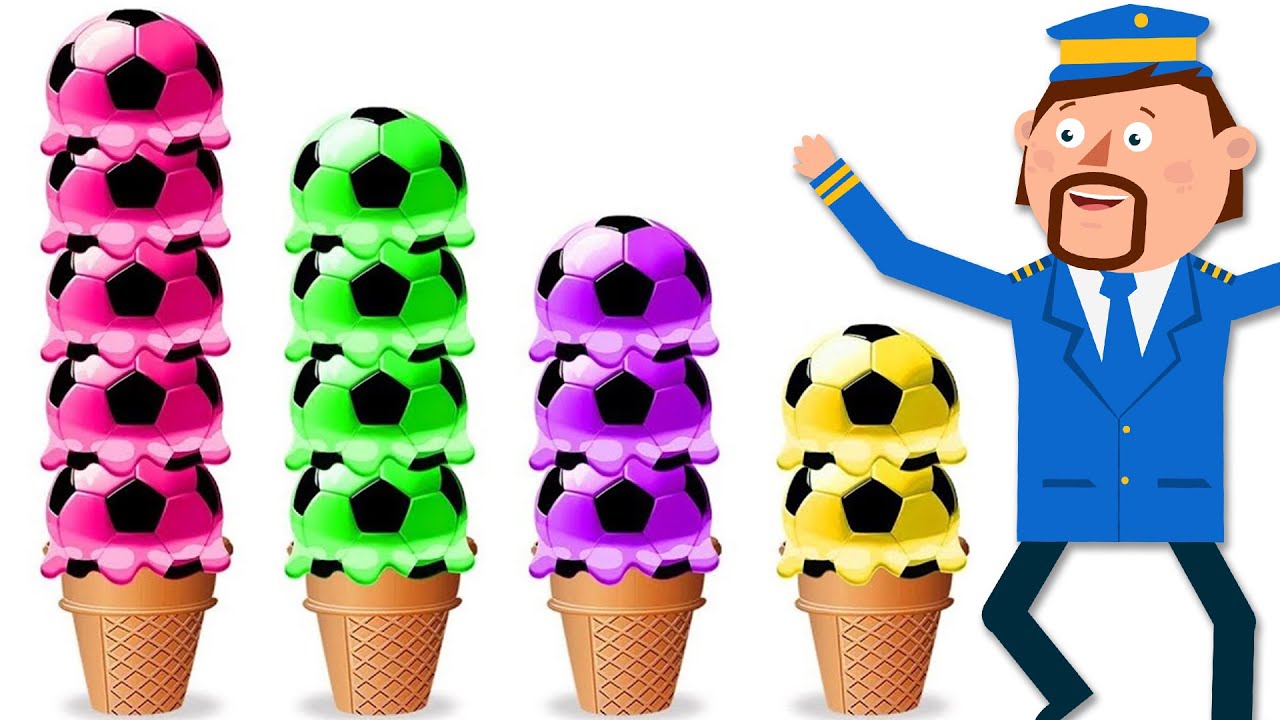 🌈 Colors For Kids | Soccer Balls Ice Cream | Toddler Learning Video