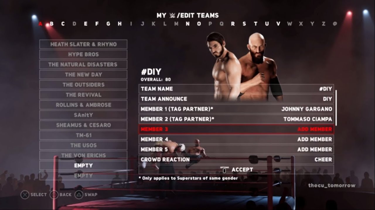 WWE 2K18 How To Create #DIY Tag Team (Johnny Gargano & Tommaso Ciampa) Tutorial