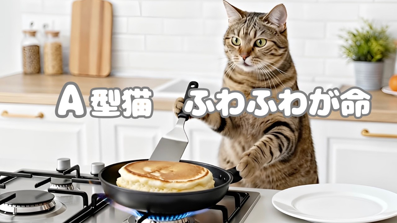 【血液型別】猫がホットケーキを作った結果…😹