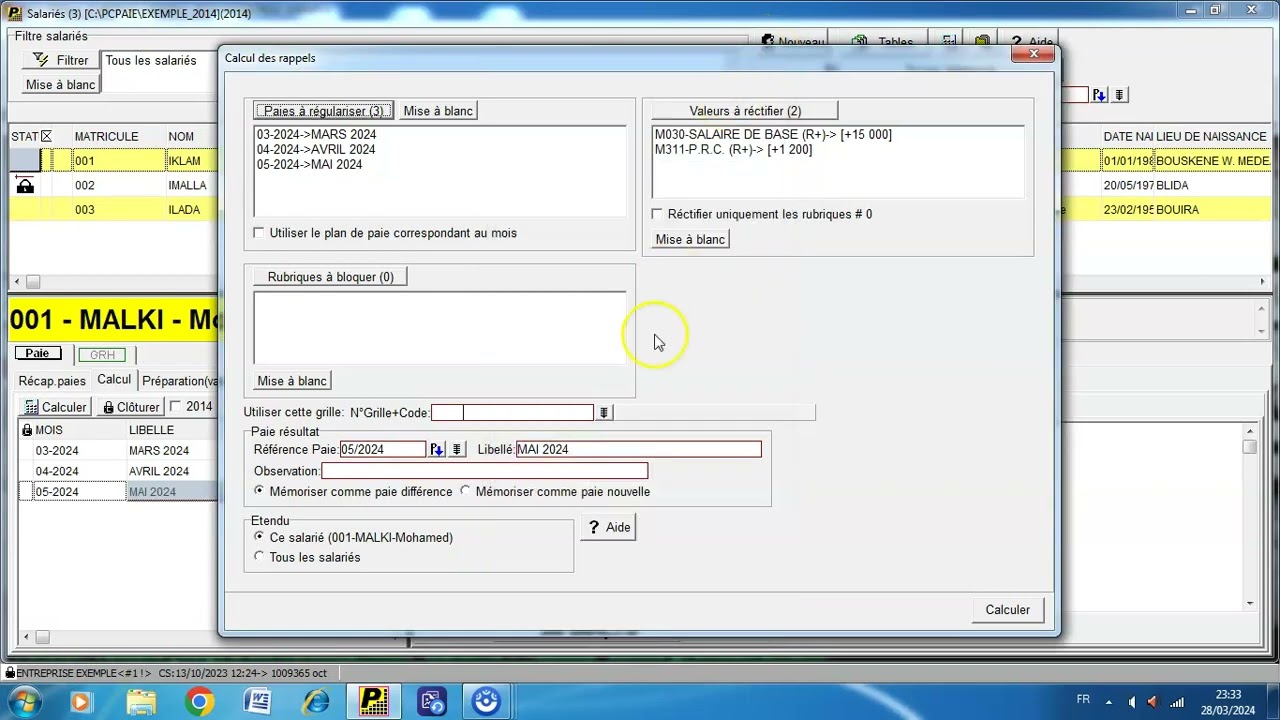 VOIR  COMMENT CALCULER RAPPEL  SALAIRE DE BASE ET PRC  CHAINE AHMED/DLG