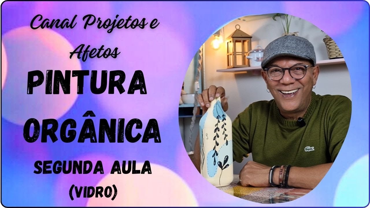 Pintura Orgânica em Vidro - Segunda Aula. Garrafa decorativa.