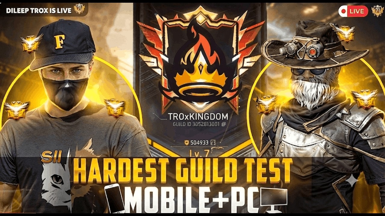 FREE FIRE LIVE GUILD TESTING | 4vs4 GUILD TEST LIVE | FF LIVE GUILD TEST#freefirelive #liveguildtest