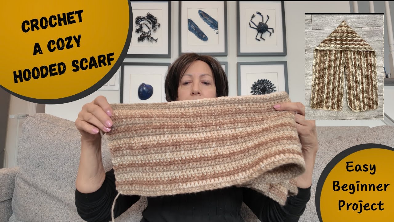 EASY CROCHET BEGINNER FRIENDLY HOODED SCARF