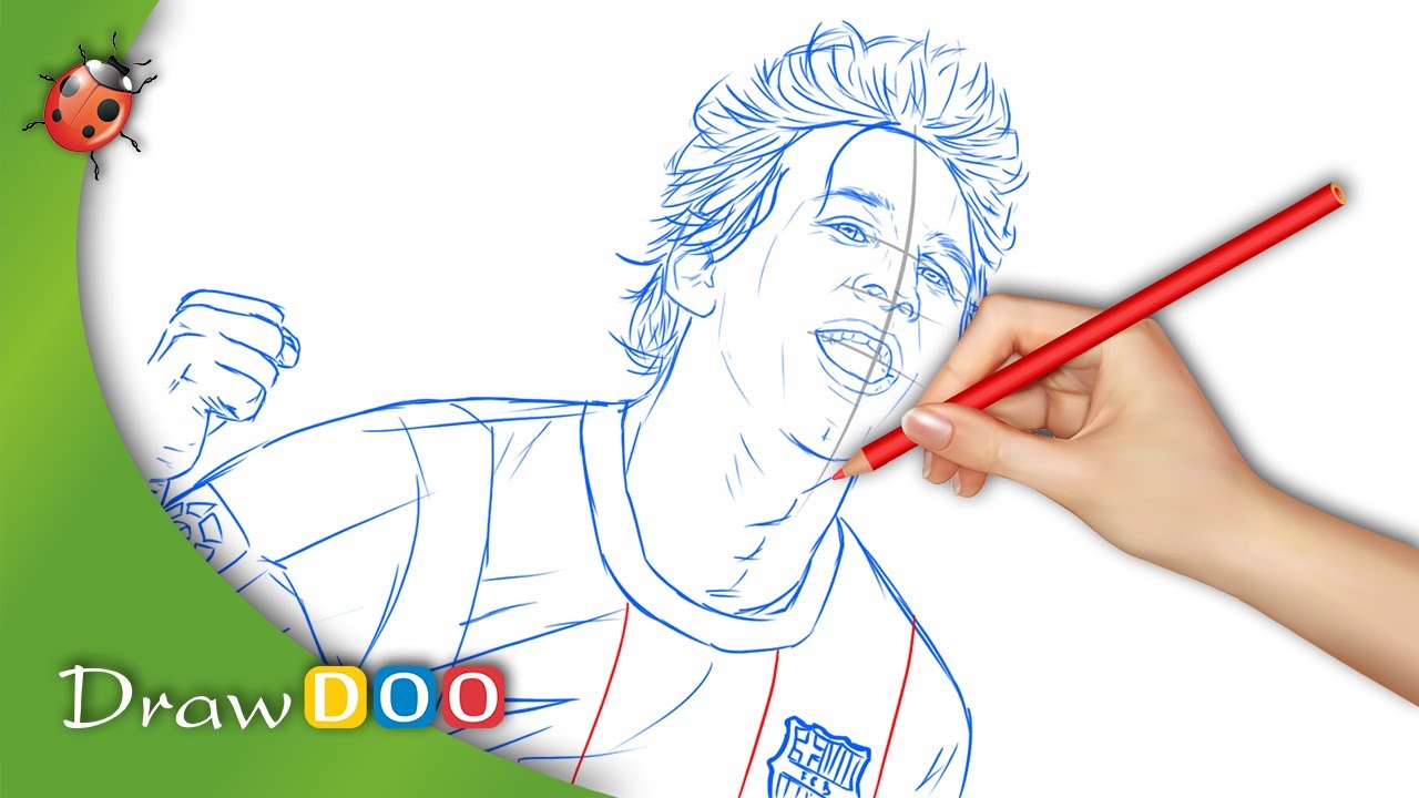 Lionel Messi from FC Barcelona Drawing Tutorial
