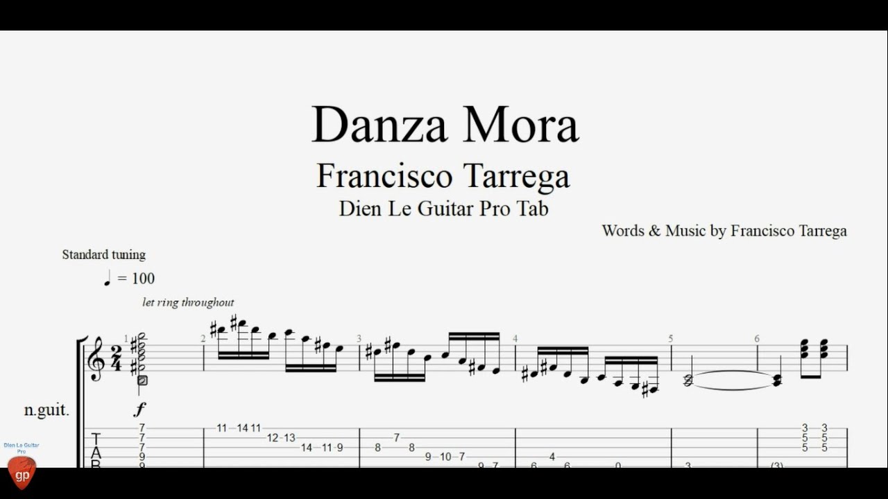 Francisco Tarrega - Danza Mora - Guitar Tutorial + TAB