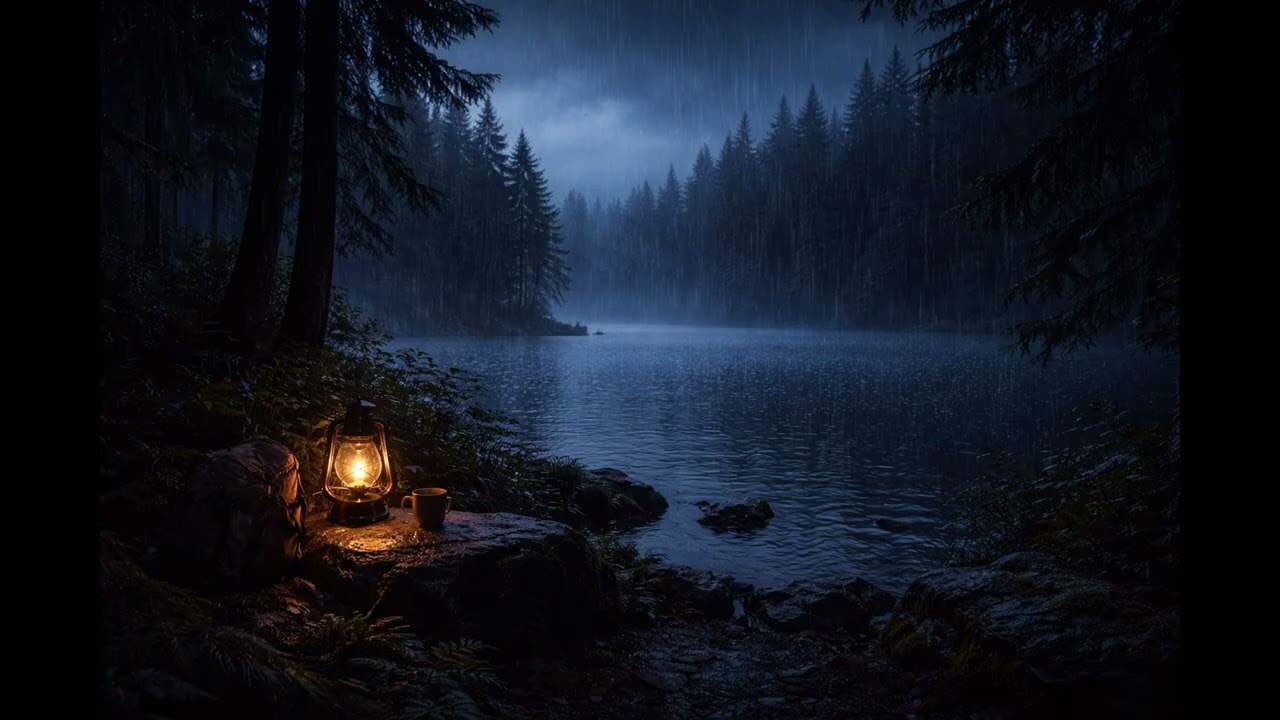 Heavy Rain by the Lake at Night 🌧 8 Hours of Deep Sleep Rain Sounds | 4K (No Thunder)