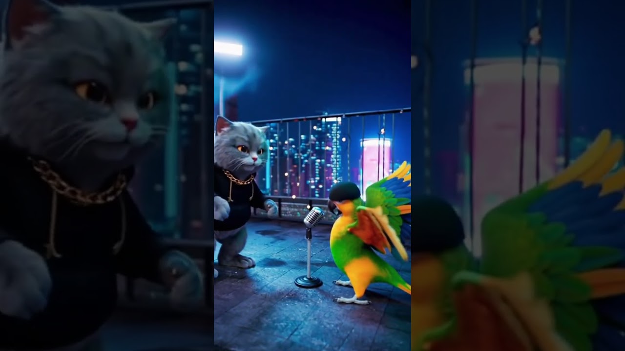 Cat vs Parrot RAP BATTLE on the Rooftop | Epic Beat Showdown 🐱🦜🔥
